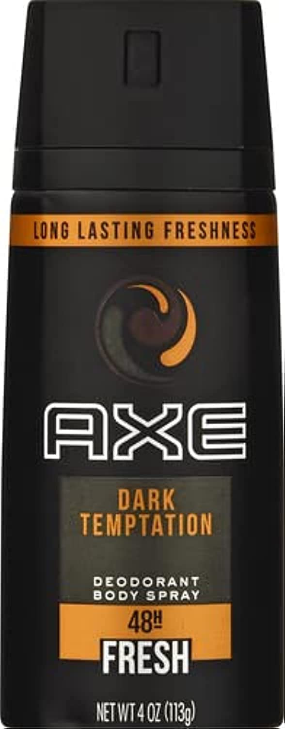 AXE Dark Temptation spray can closeup for a long-lasting everyday scent.