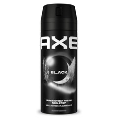 AXE Black New Edition deodorant spray bottle, six-pack, long-lasting freshness on the go.