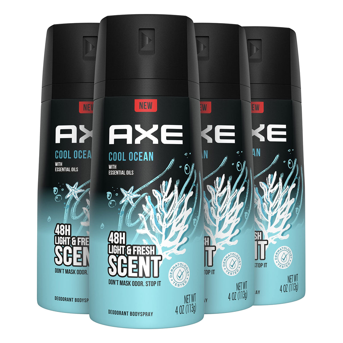 AXE Dual Action Cool Ocean spray can front for long-lasting freshness.