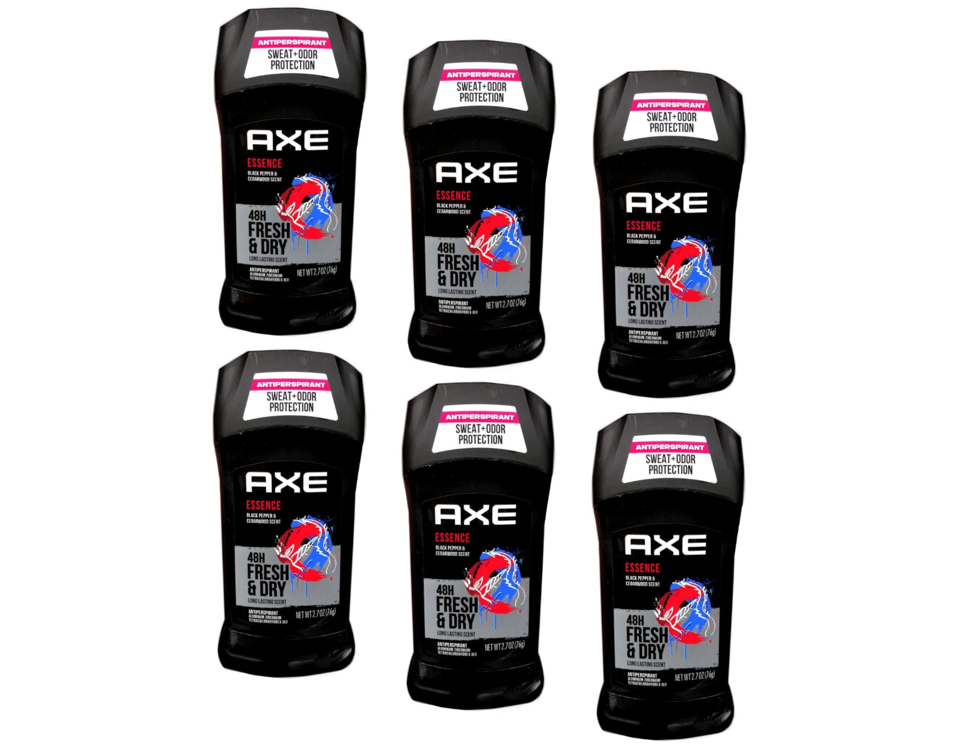 AXE Essence deodorant packaging shows a value pack for all-day freshness.