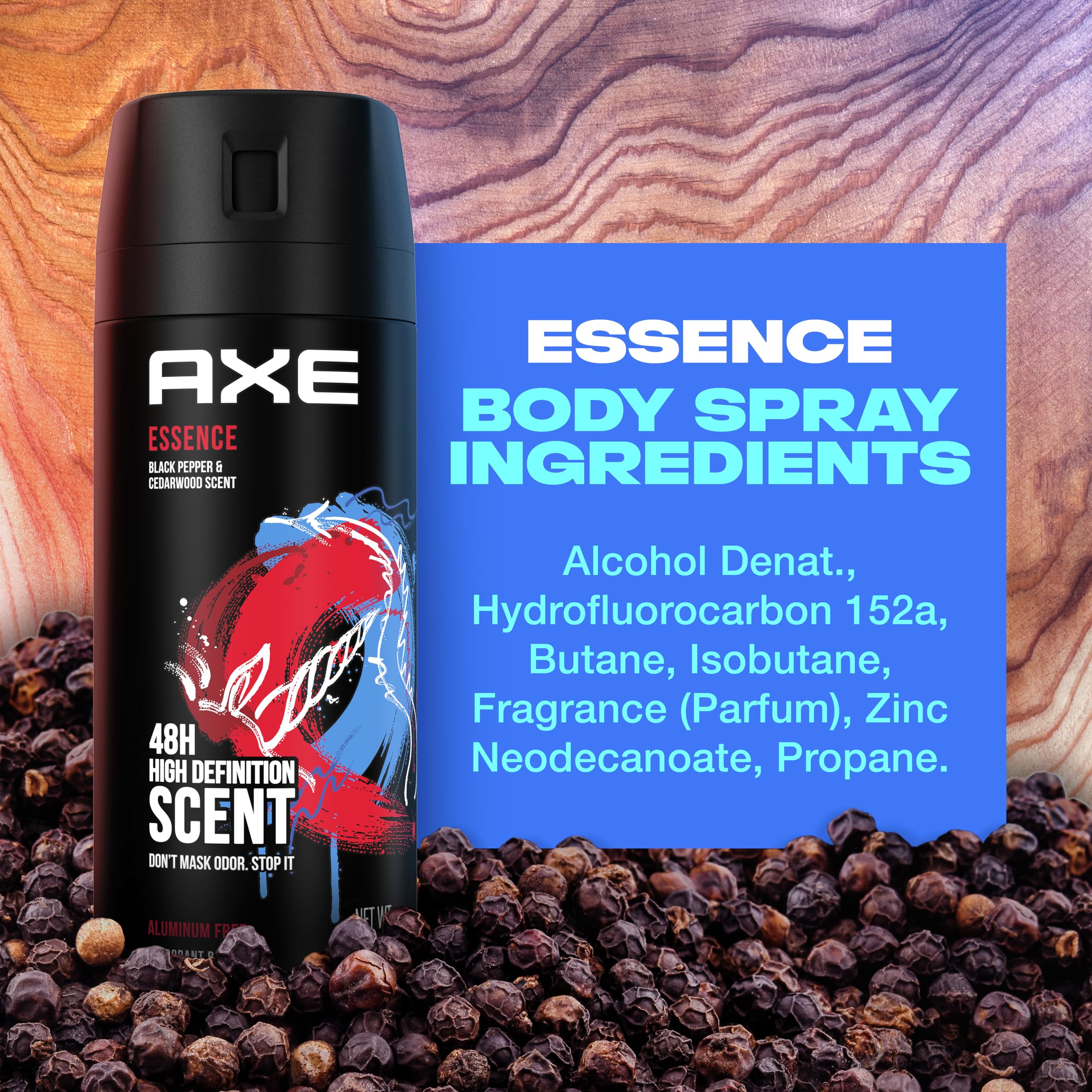 AXE Essence recyclable can image emphasizing eco-friendly packaging.