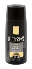 AXE Gold Fresh Vanilla spray angled shot highlighting warm scent and all-day odor control.