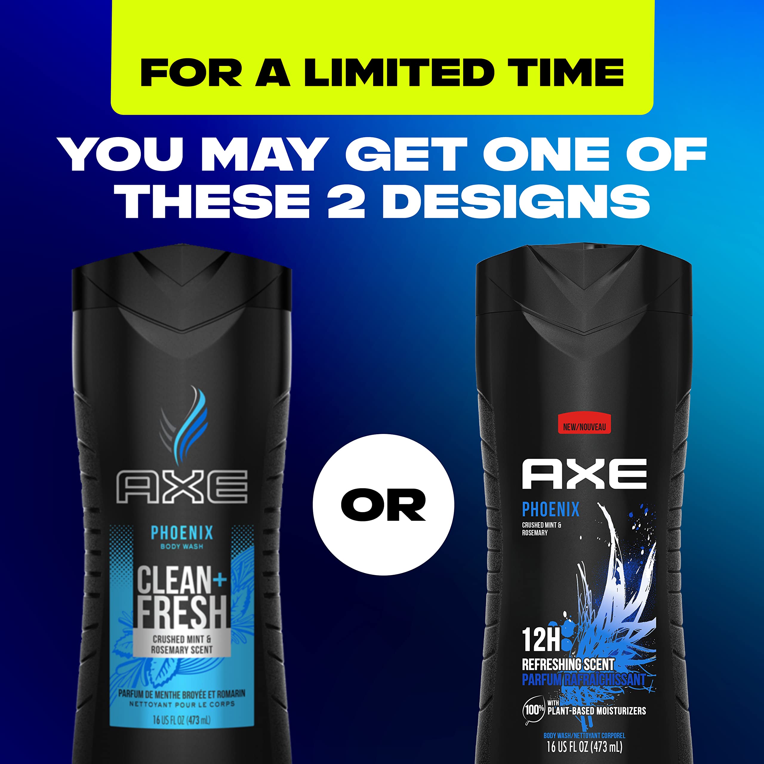 AXE Phoenix mint-rosemary bottle captures refreshing aroma for morning rituals.