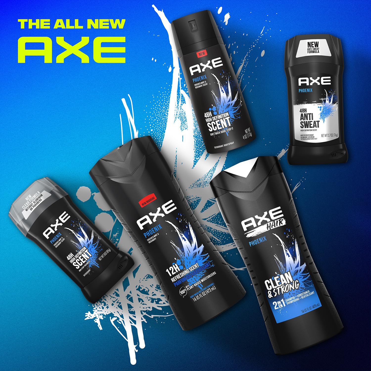 AXE Phoenix two-pack on shelf emphasizes value and convenience.