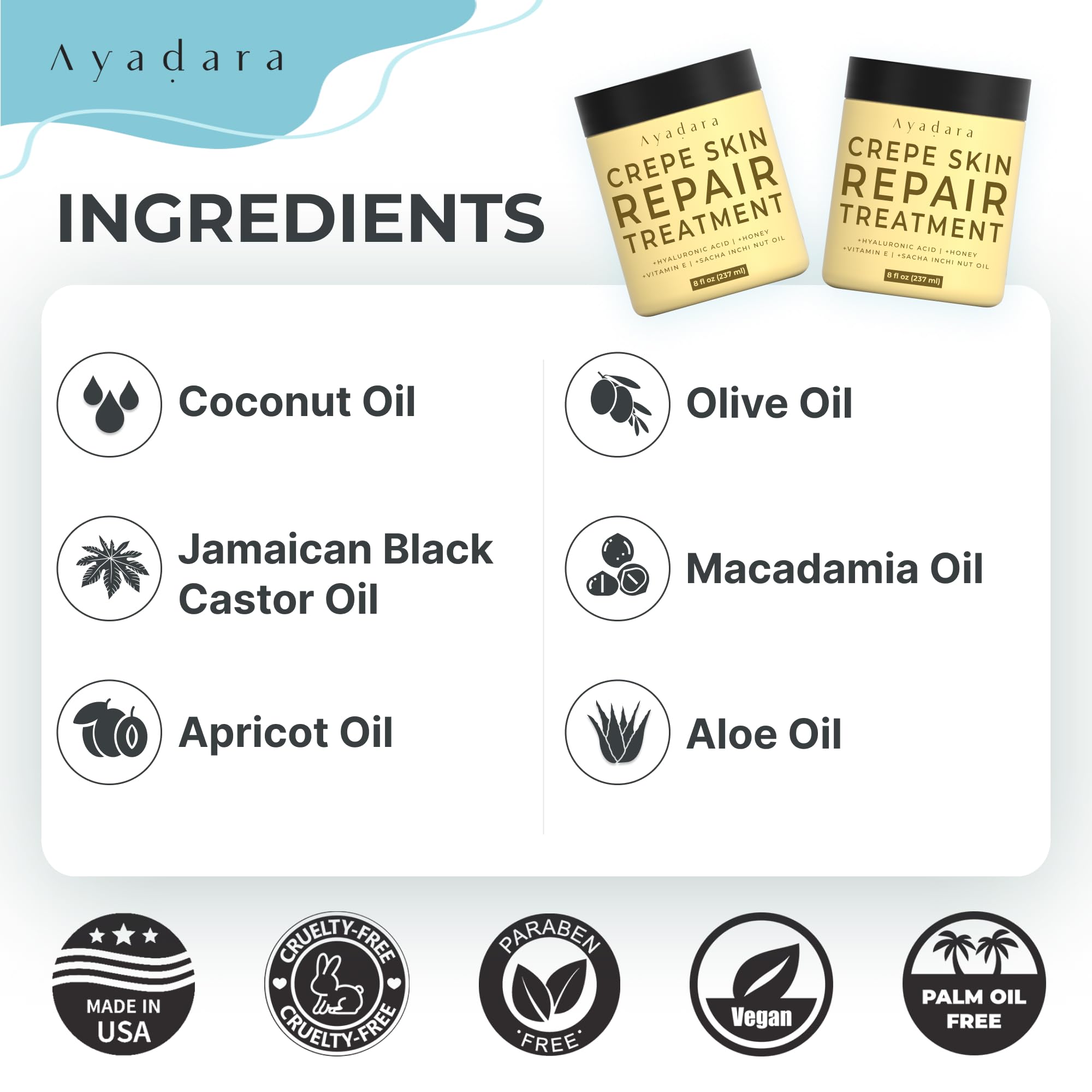 AYADARA Crepey Skin Repair Cream neck area demonstrates elasticity support.