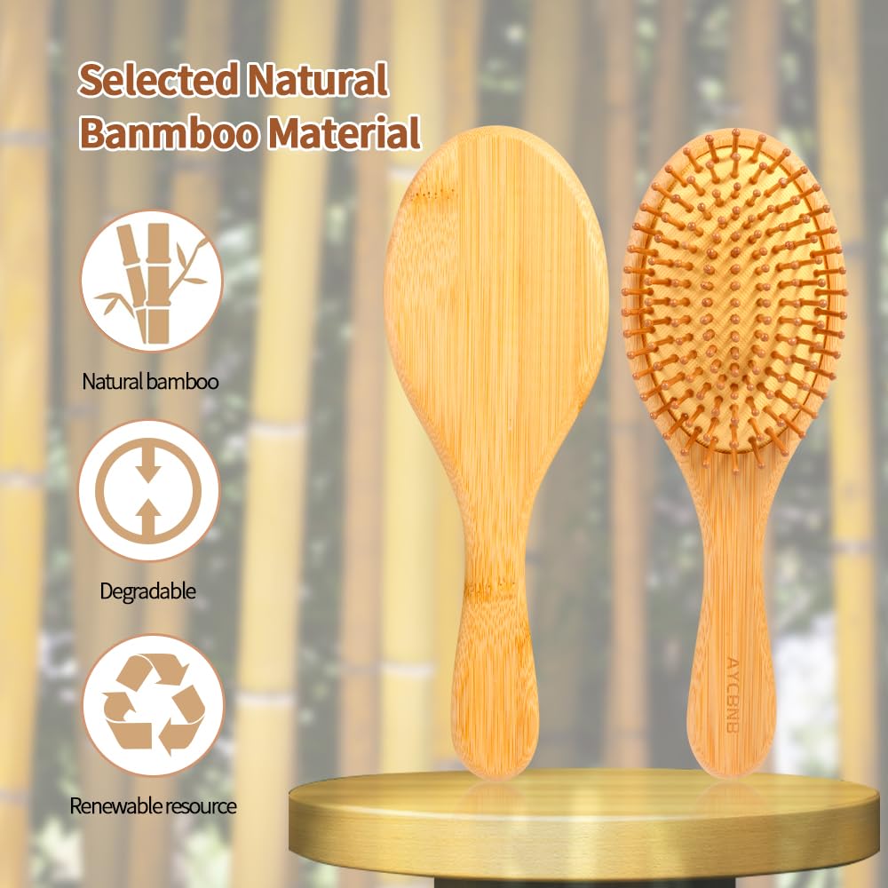 AYCBNB bamboo brush on-the-go size fits purses and travel bags.