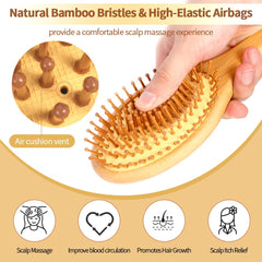 AYCBNB bamboo brush scalp-massage cushion relaxes the scalp during brushing.