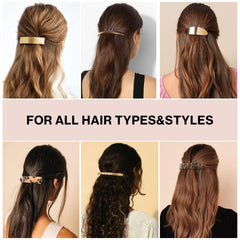 Ayesha gold-tone barrette flat clip adds sleek styling for everyday looks.