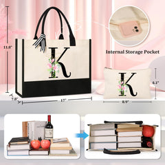 AYGE monogrammed makeup bag inside the tote for organized cosmetics