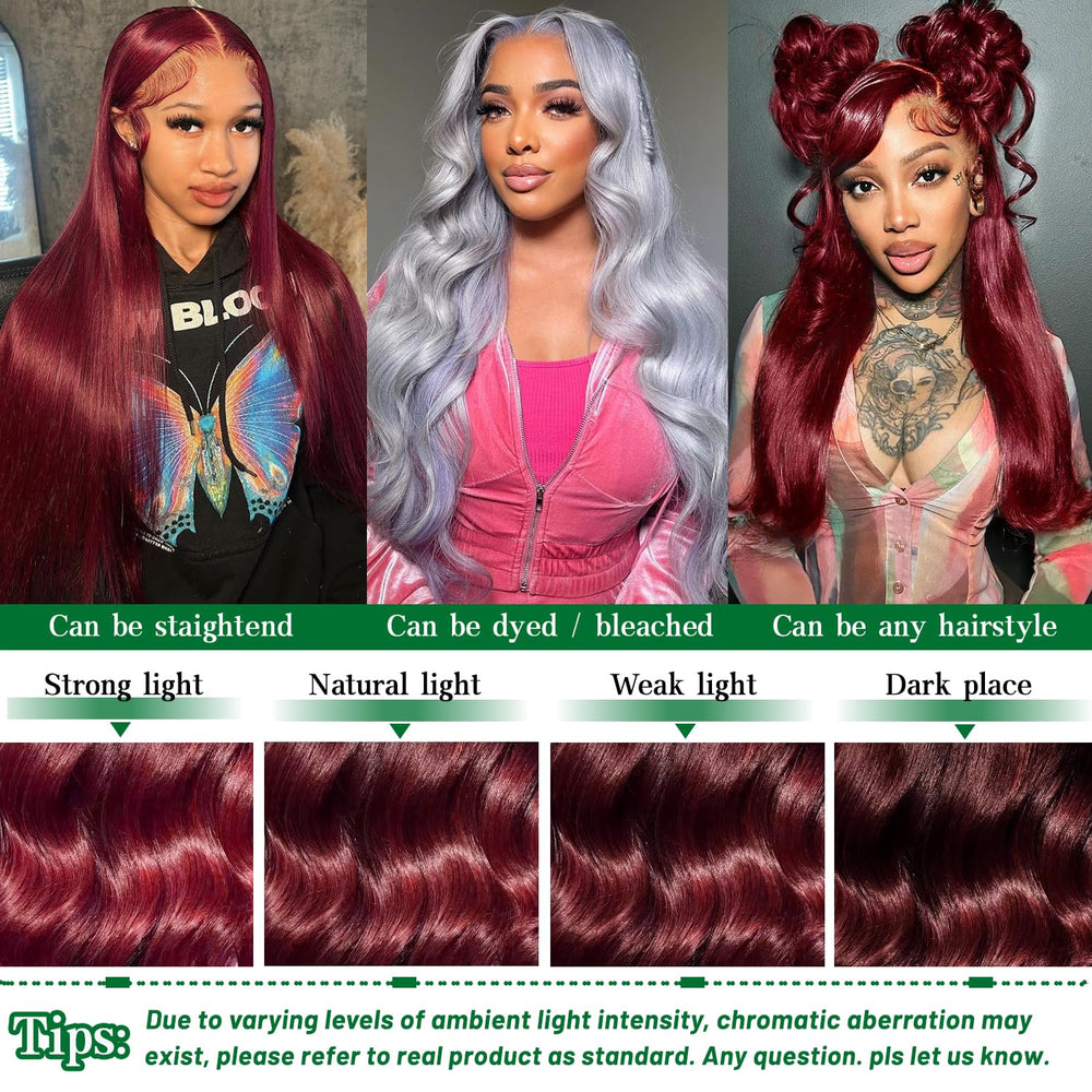 AYNISS V WIGS pre-plucked burgundy wig with bleached knots for natural hairline