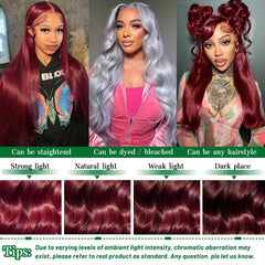 AYNISS V WIGS pre-plucked burgundy wig with bleached knots for natural hairline