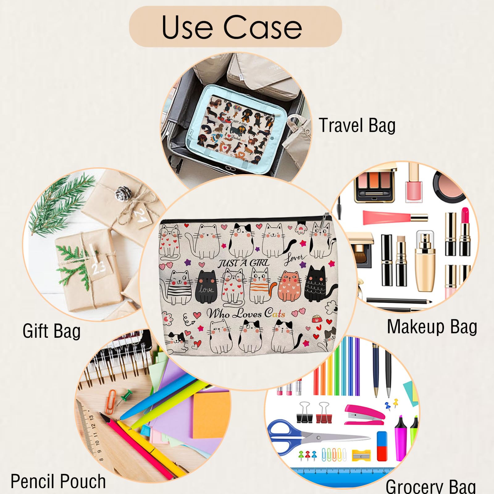Aypvora cat makeup bag canvas material highlighting lightweight durability