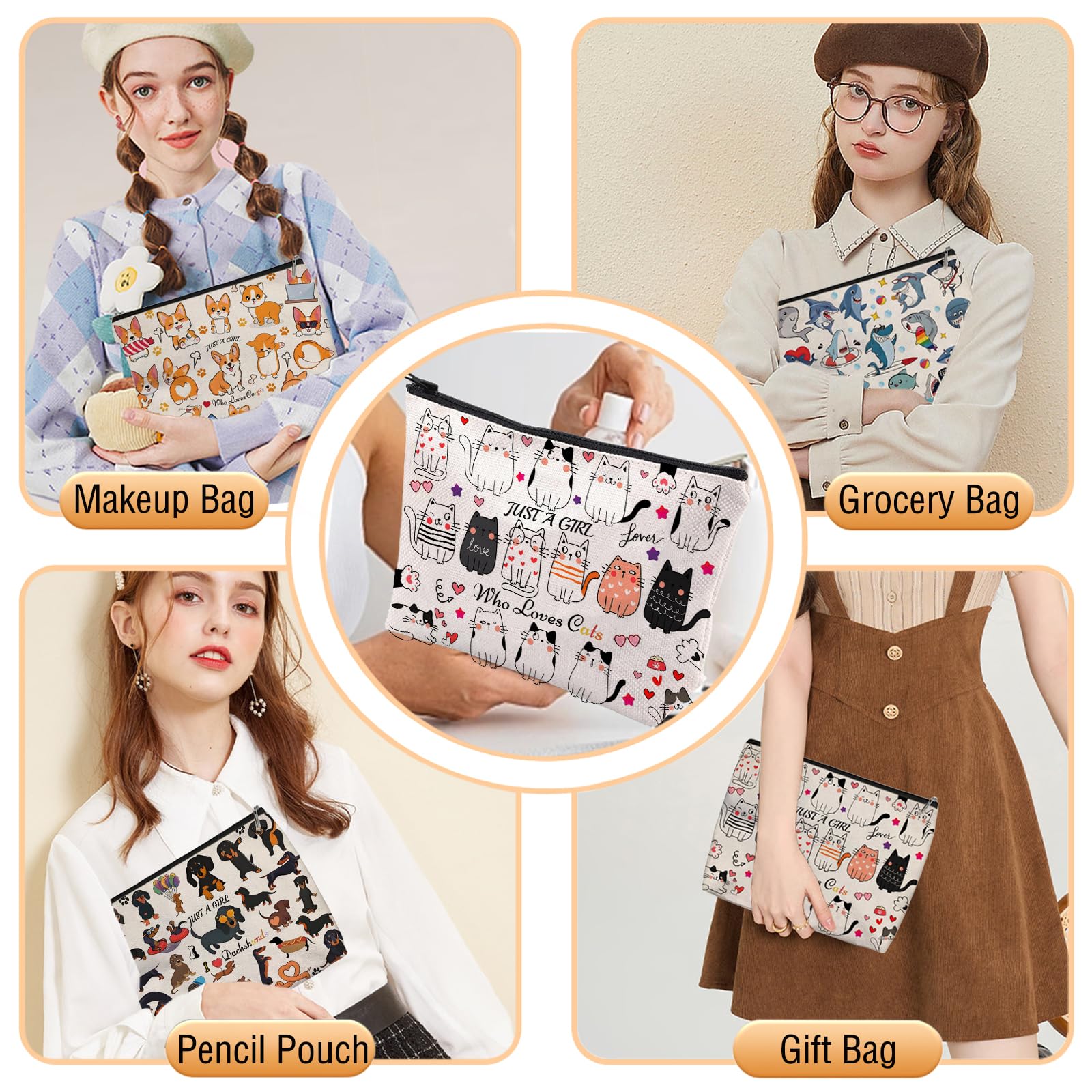 Aypvora cat makeup bag travel-use example in a purse or suitcase