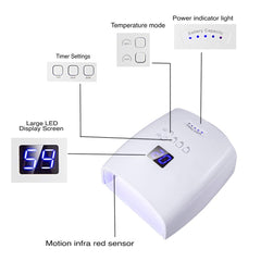 Ayshone 48W nail lamp side view, compact cordless setup for easy mobile curing.