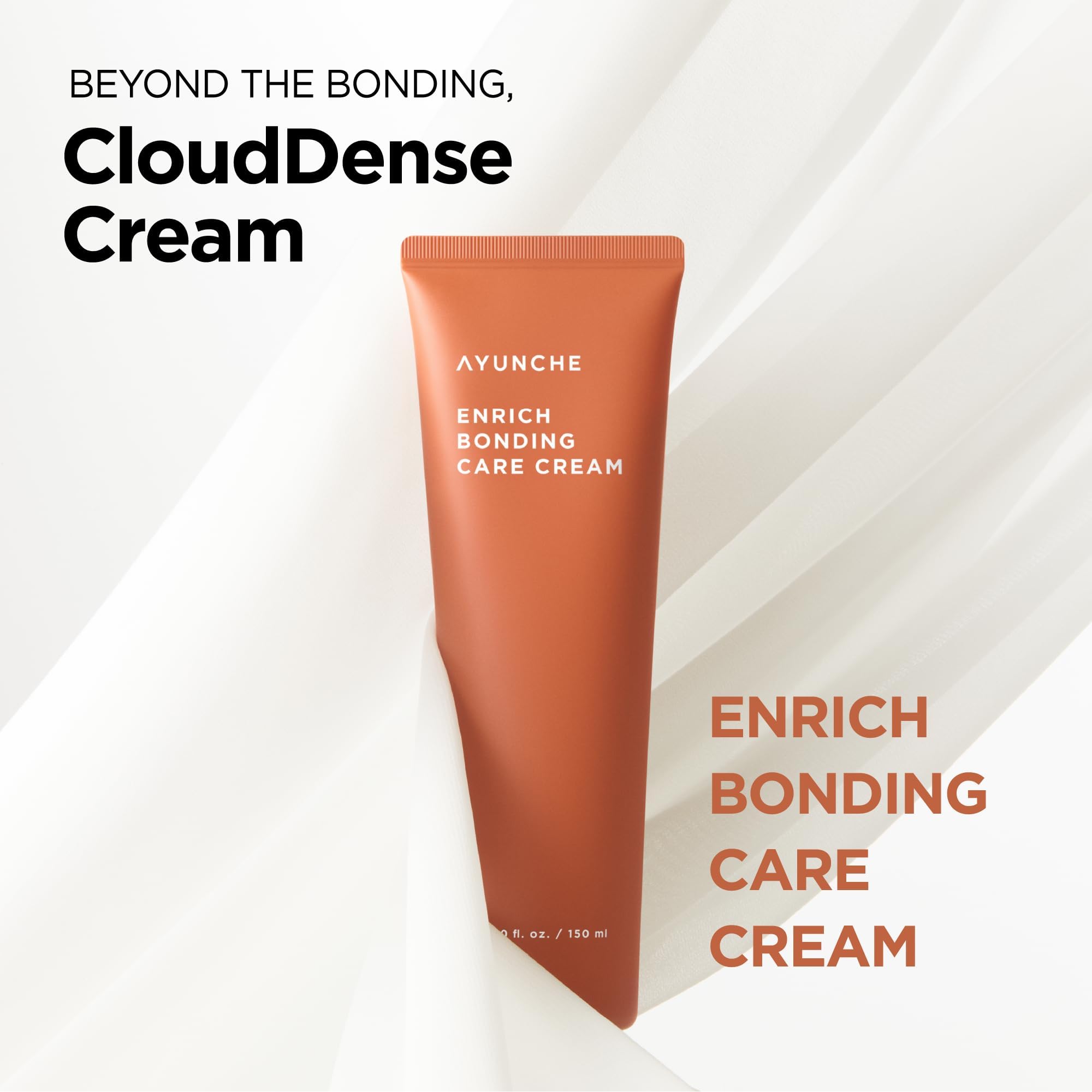 AYUNCHE Enrich Bonding Leave-In Cream pump bottle for even daily distribution.