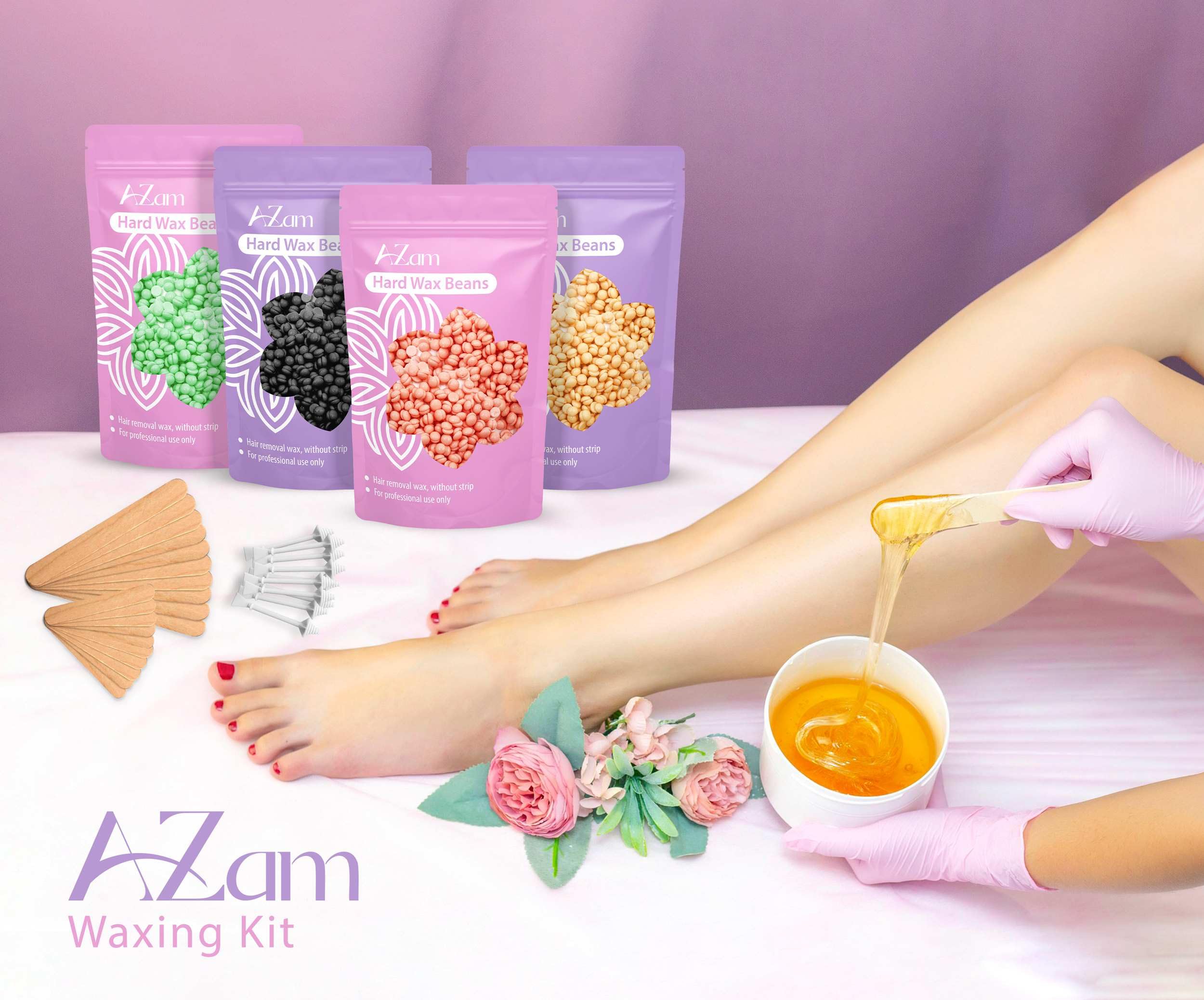 AZam full-body wax kit display for versatile waxing sessions.
