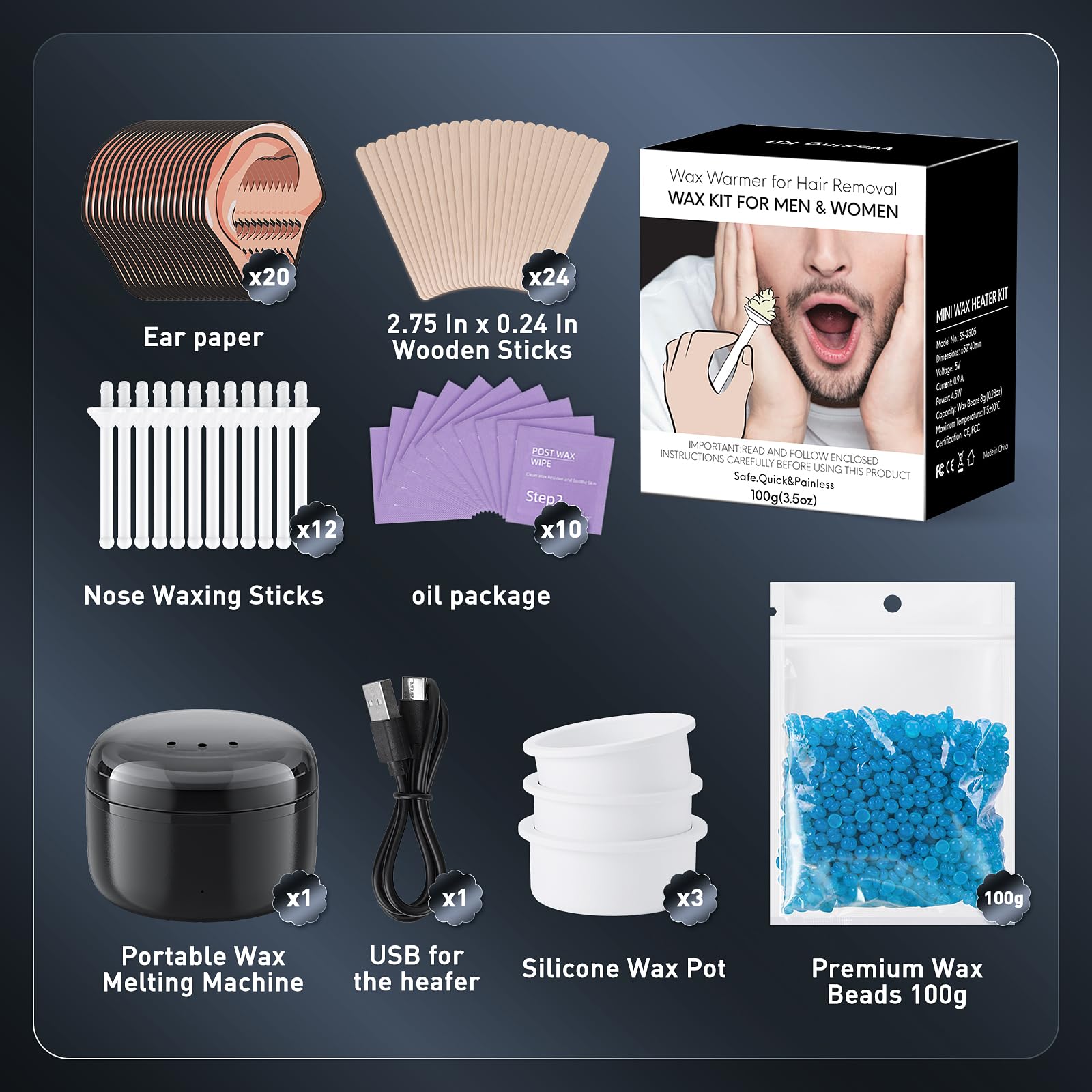 Azang easy-use setup demonstrating small-area waxing at home.