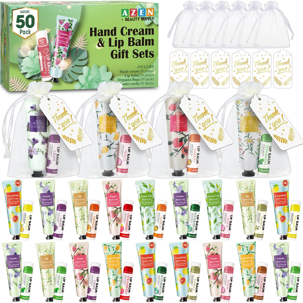 AZEN 50-set hand cream bulk bundle with gift-ready packaging for wedding guest favors.