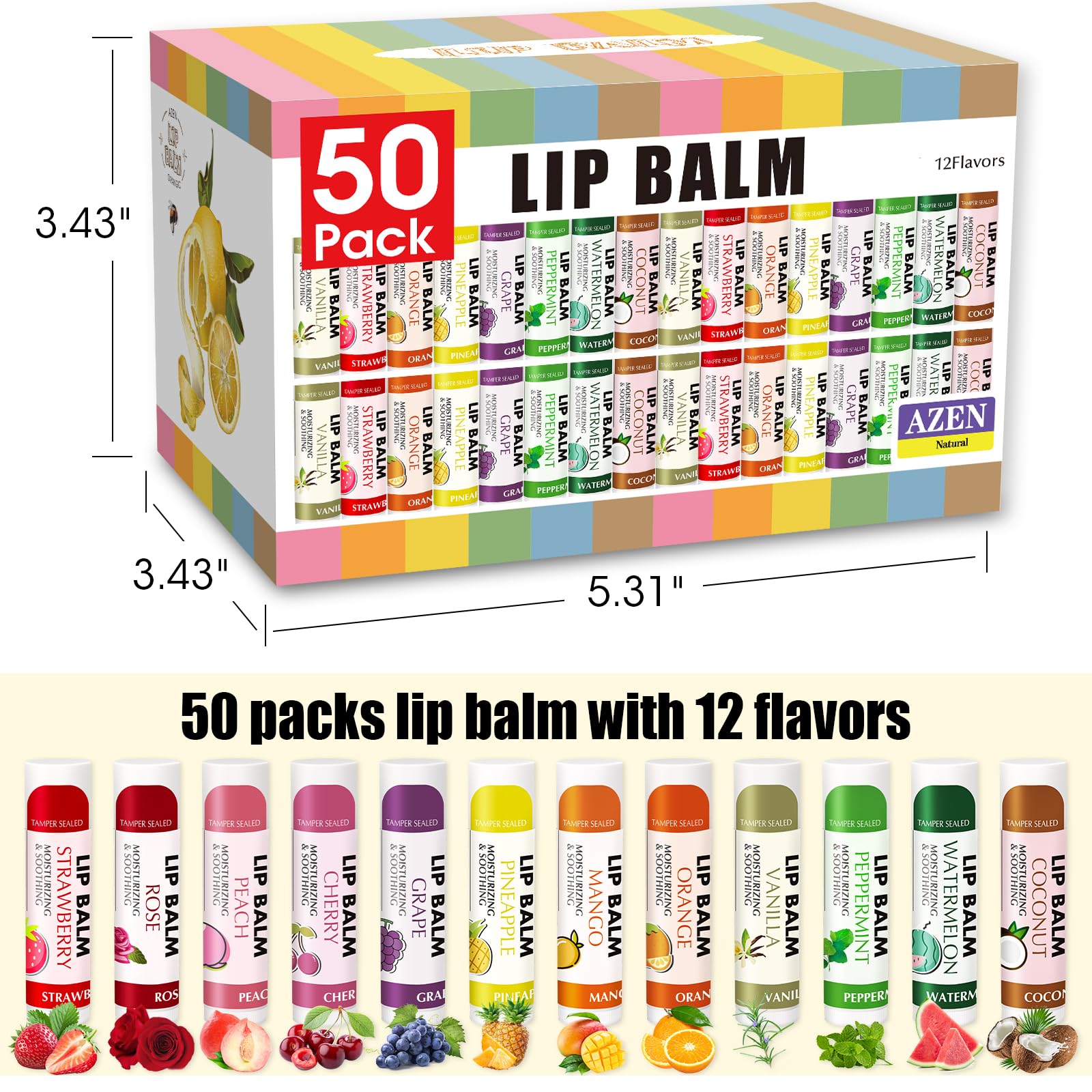 AZEN lip balm nonsticky texture image highlights comfortable wear all day.