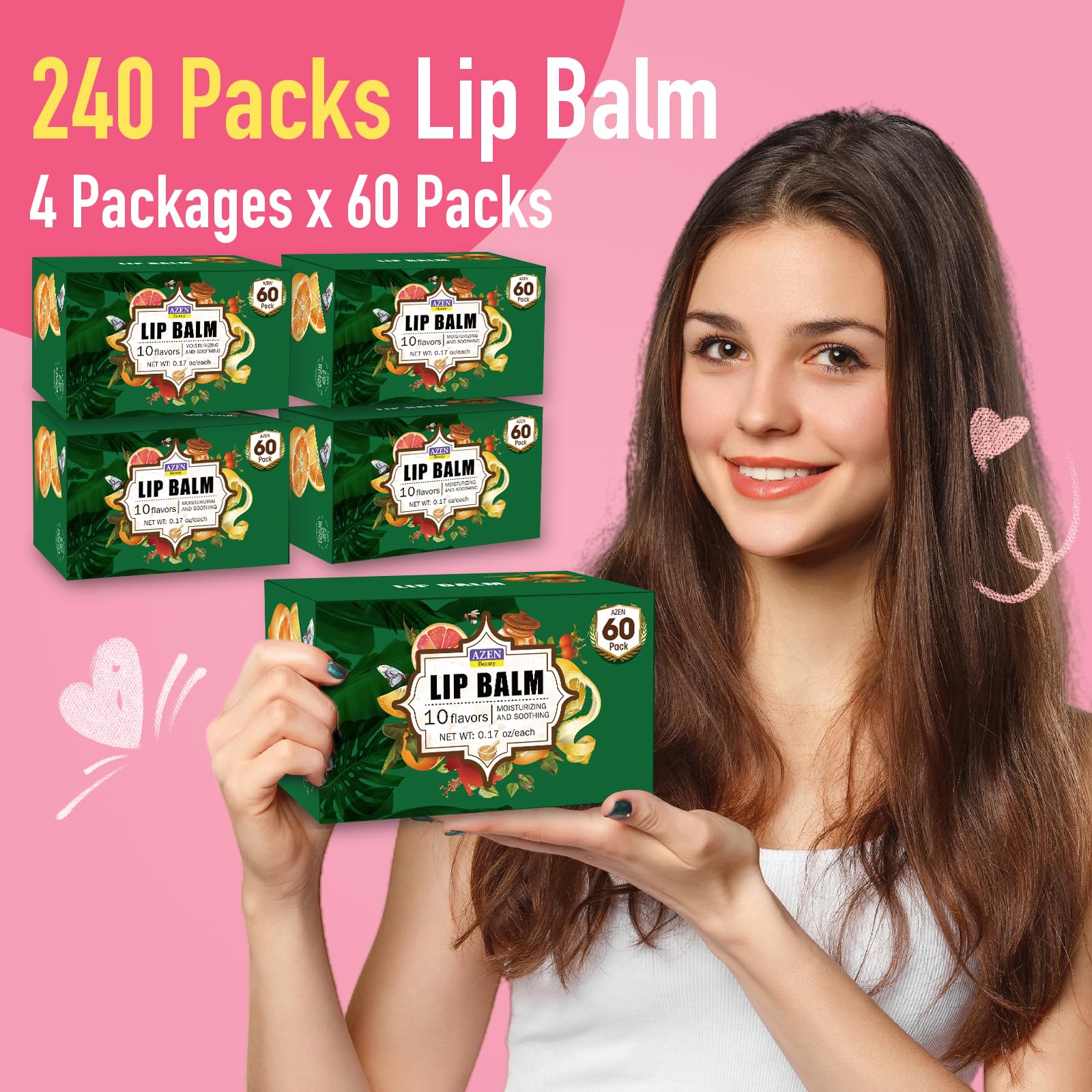 AZEN lip balm rose floral apply for gentle lip care.