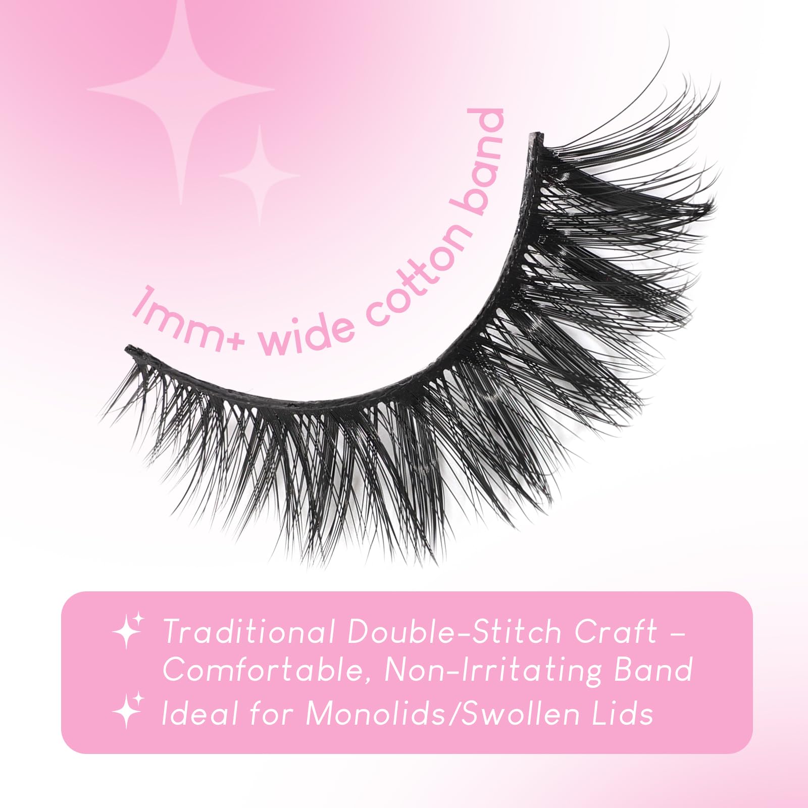 Azenlo 3D fluffy lashes deliver balanced staggered length for subtle flare.