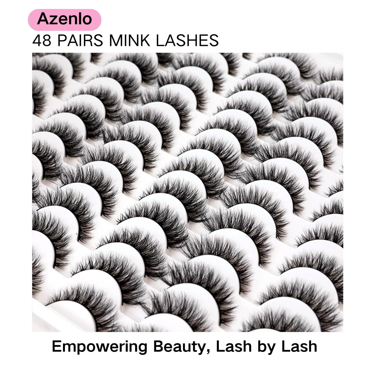 Azenlo hypoallergenic fiber lashes suit sensitive eyes with soft feel.