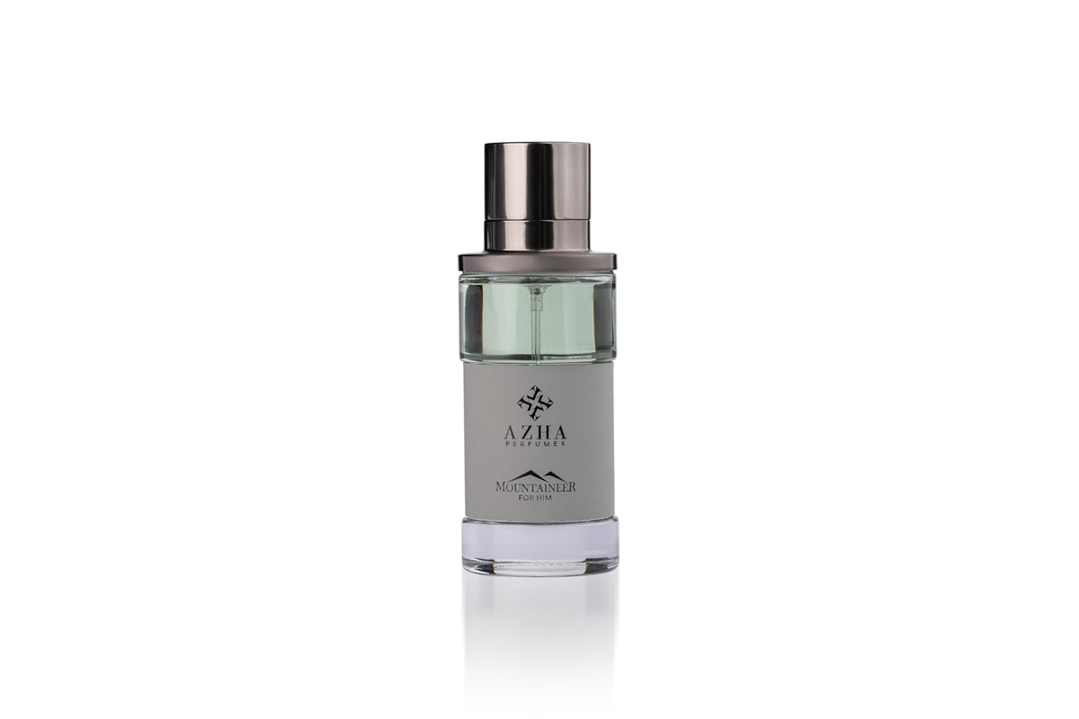 Azha Mountaineer bottle front highlights premium design for everyday signature scent.