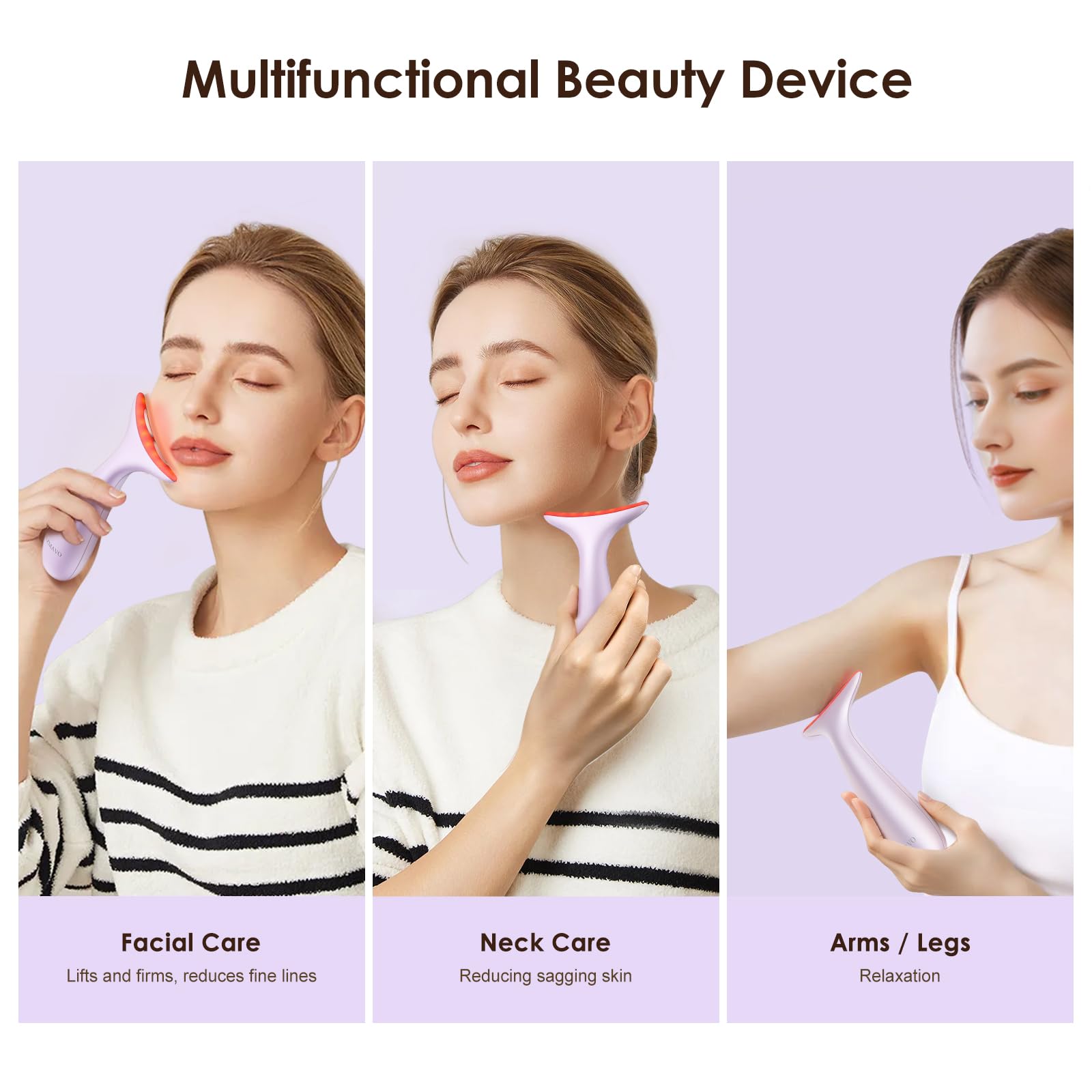 AZMAVO facial neck massager on neck demonstrates gentle lifting along the jawline.