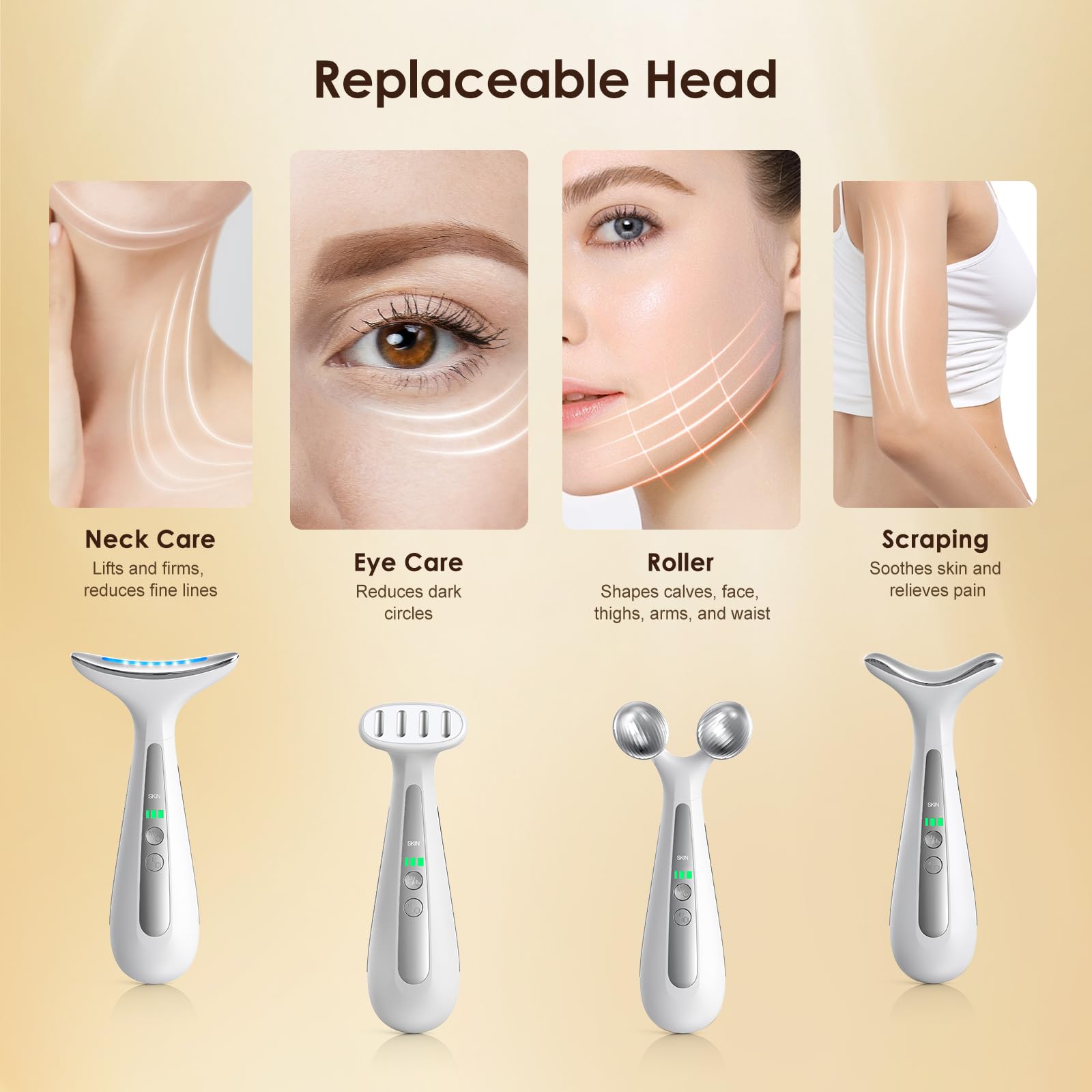 AZMAVO device eye-area massage for gentle lift and under-eye relaxation.