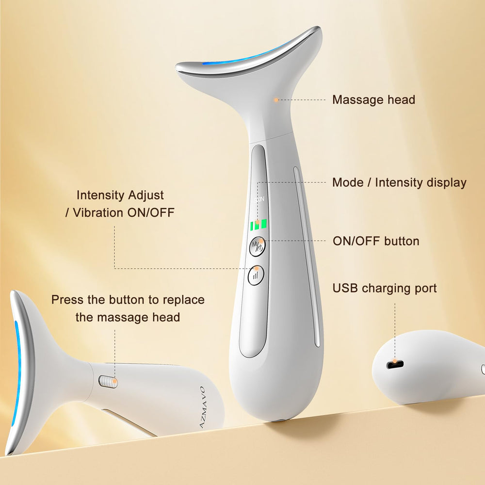 AZMAVO replaceable heads set for facial, neck, eye, and body care.