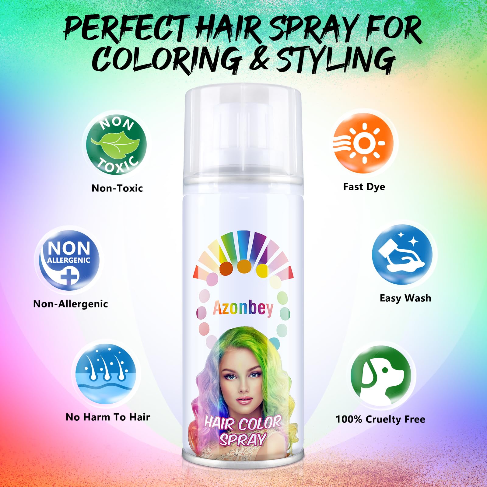 Azonbey temporary orange color spray application for quick festival-ready looks.
