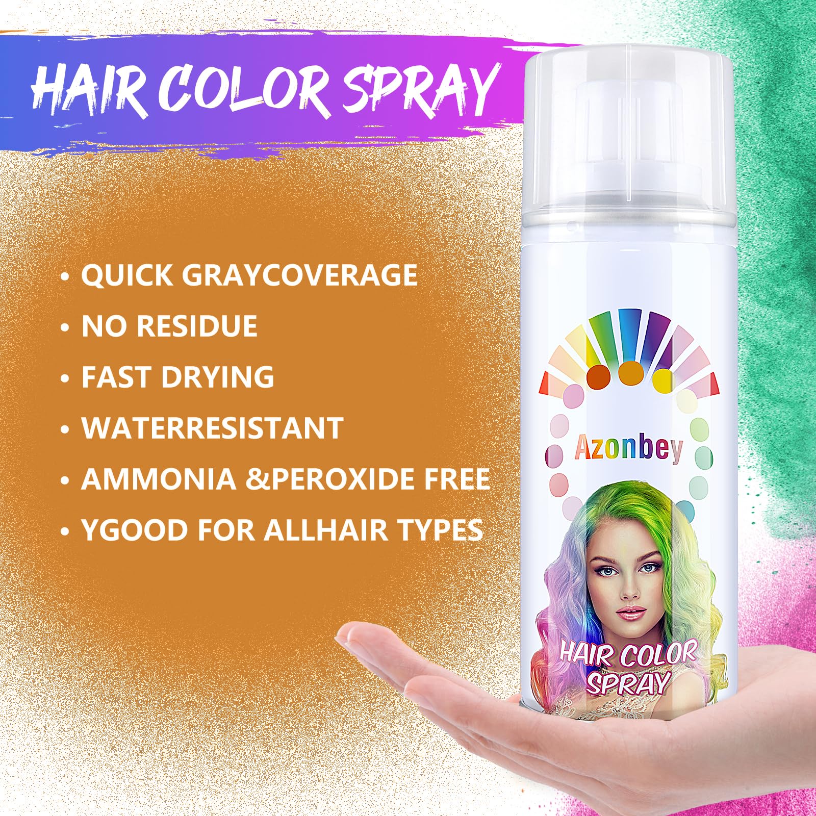 Azonbey washable hair color spray for simple removal after wear.