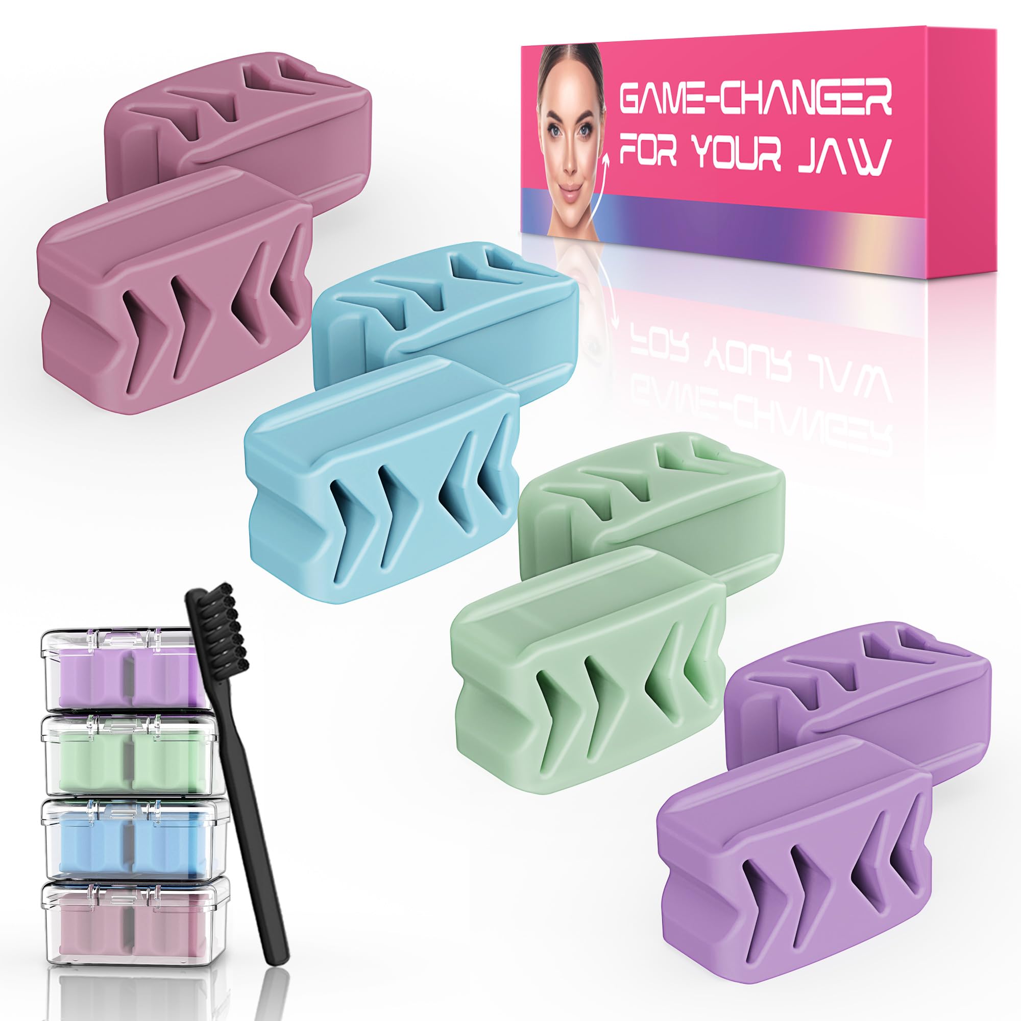 Azrra jaw exerciser with four resistance levels for progressive training.