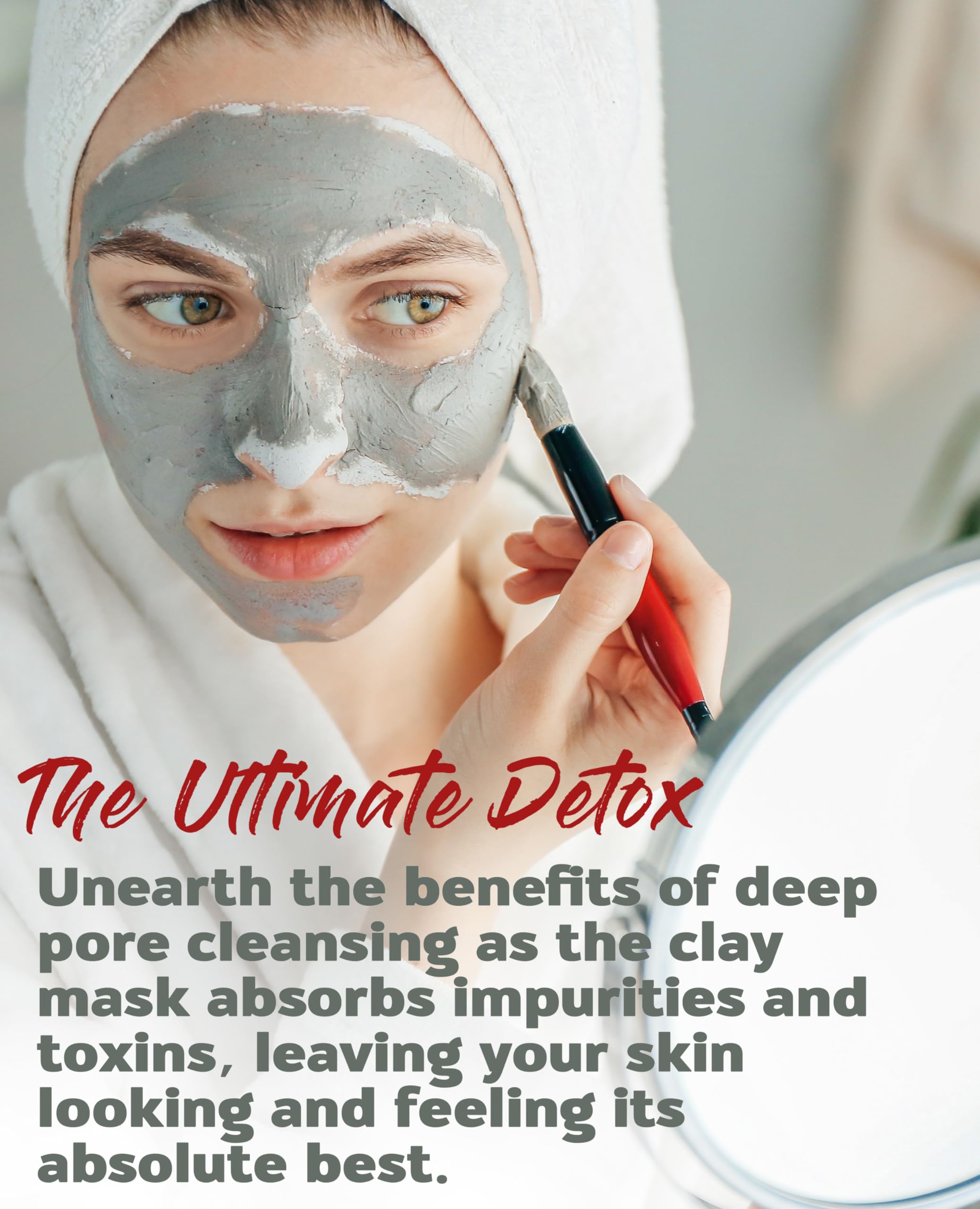 Aztec Secret Indian Healing Clay on skin showing tightening and cleansing effect.