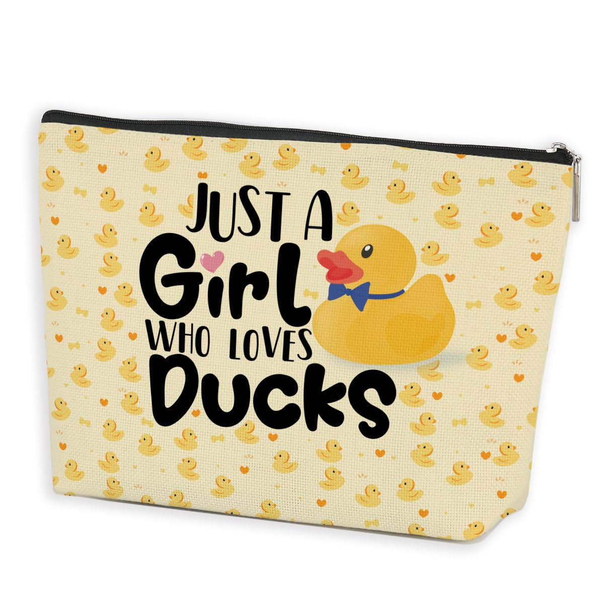 Azteoiz cute duck makeup bag top view, ideal for travel organization of essentials.