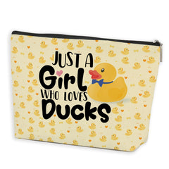 Azteoiz cute duck makeup bag top view, ideal for travel organization of essentials.