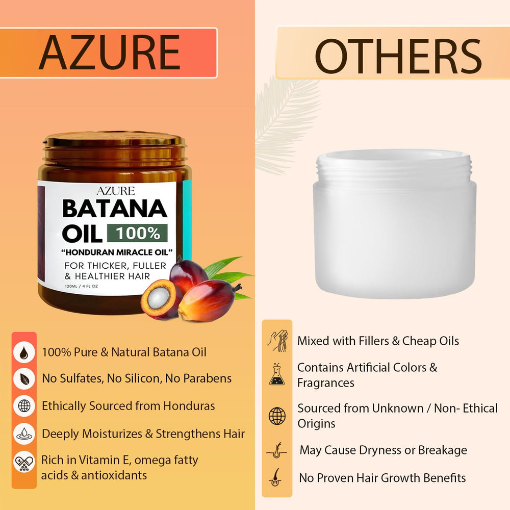 AZURE Batana Oil Paste jar showing Vitamin E and Omega fatty acids benefits