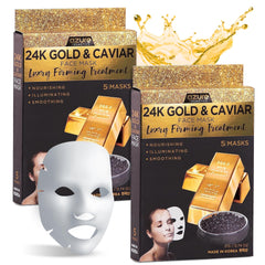 Azure Cosmetics 24K Gold Caviar mask packaging highlights premium luxury skincare for home use
