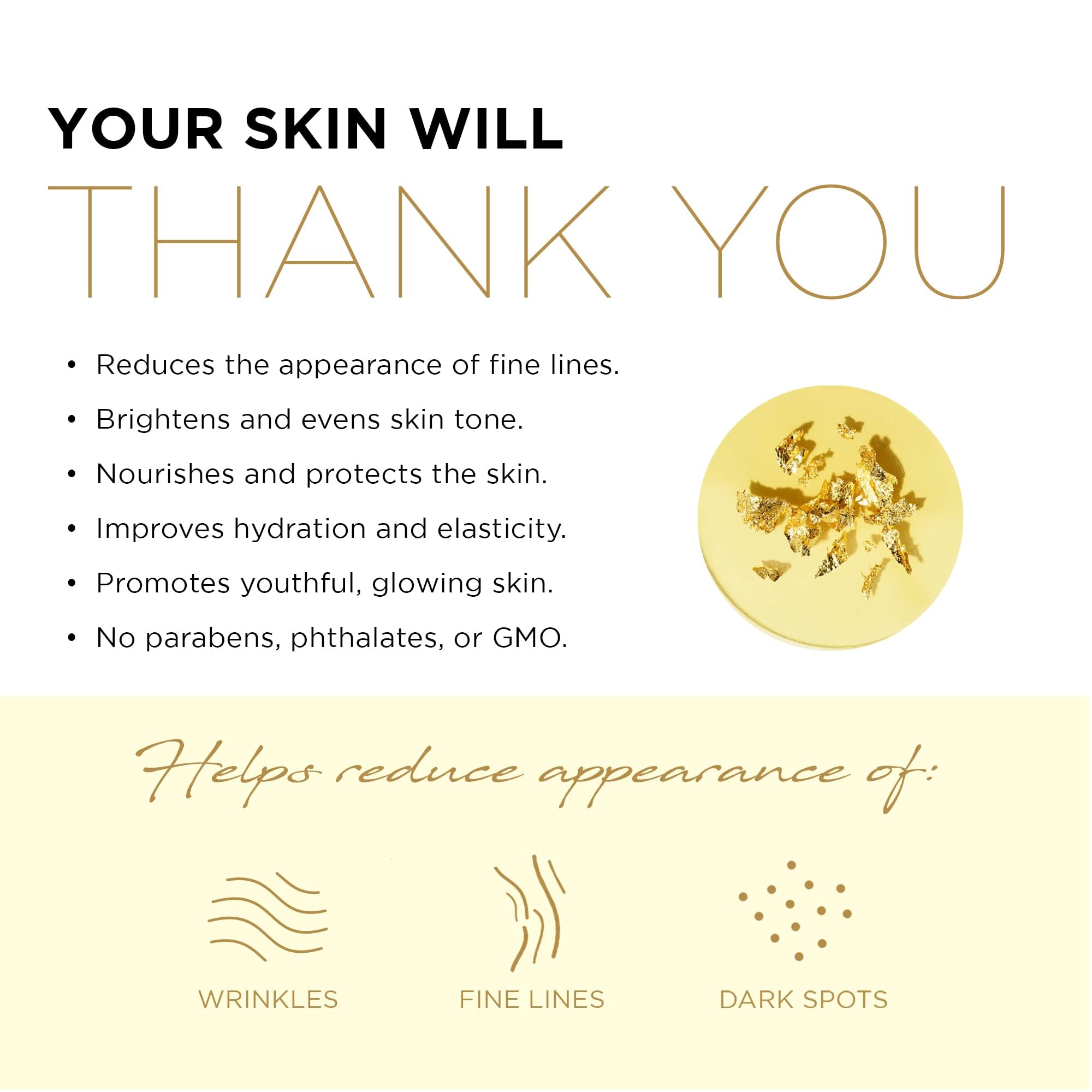 Azure Cosmetics 24K Gold Caviar mask serum being absorbed for nourishing hydration