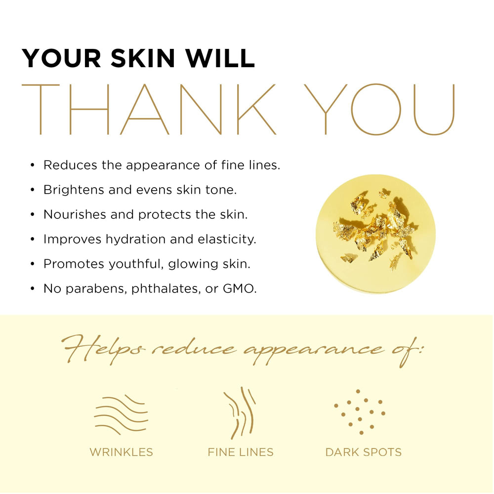 Azure Cosmetics 24K Gold Caviar mask serum being absorbed for nourishing hydration