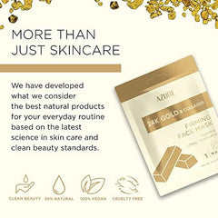 Azure Cosmetics 24K Gold Firming Face Mask sheet application on clean skin demonstrates hydration.