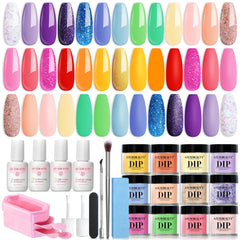 AzureBeauty 31-pcs dip powder kit set showcases vibrant colors for at-home manicures