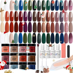AZUREBEAUTY 42Pcs kit contents showcase powders and tools for at-home nail art.