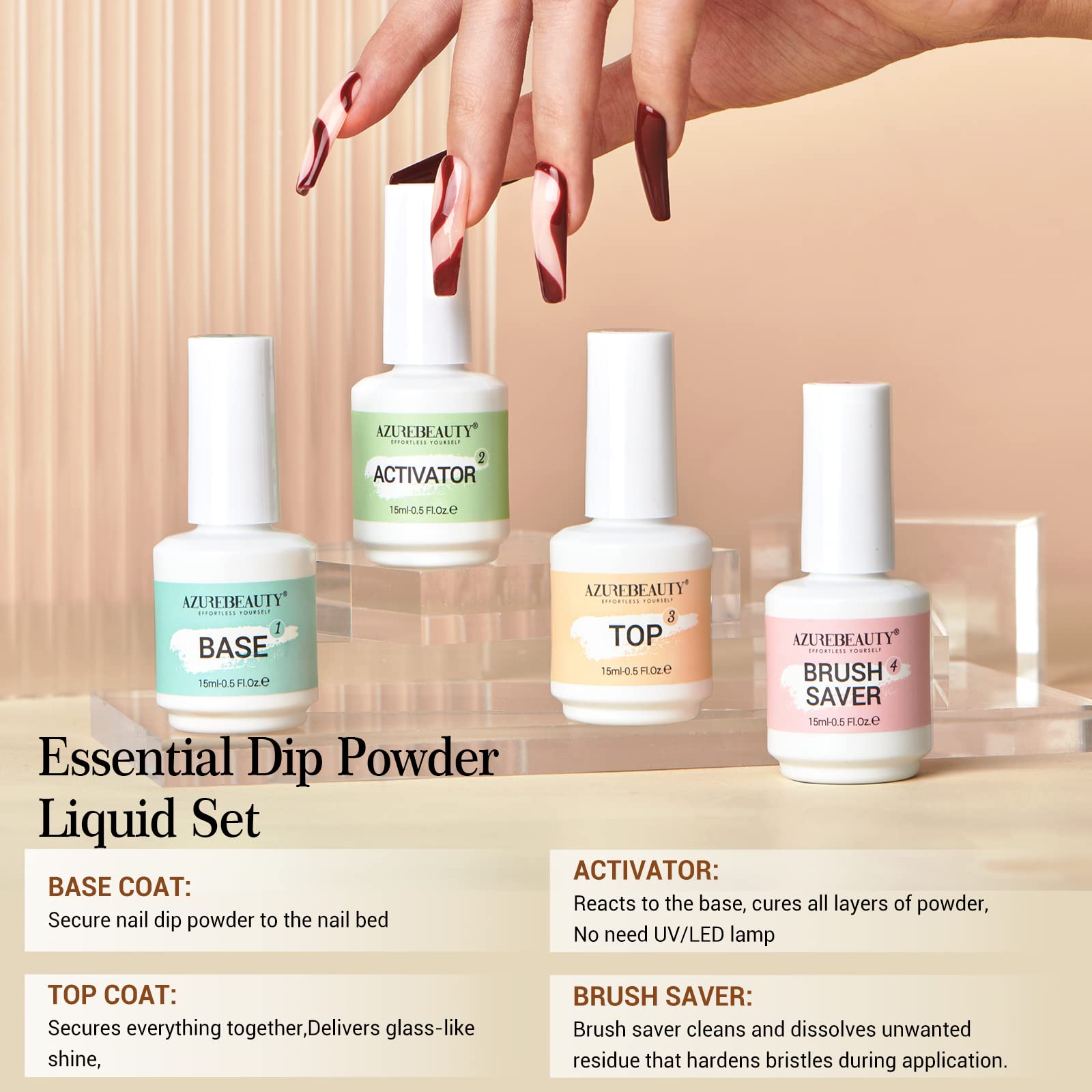 AZUREBEAUTY brush saver bottle keeps brushes clean for precise nails.