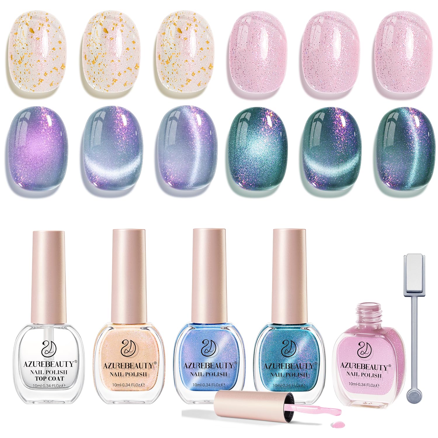 AZUREBEAUTY cat eye polish collection 188-189 magnetic for dimensional, eye-catching nails