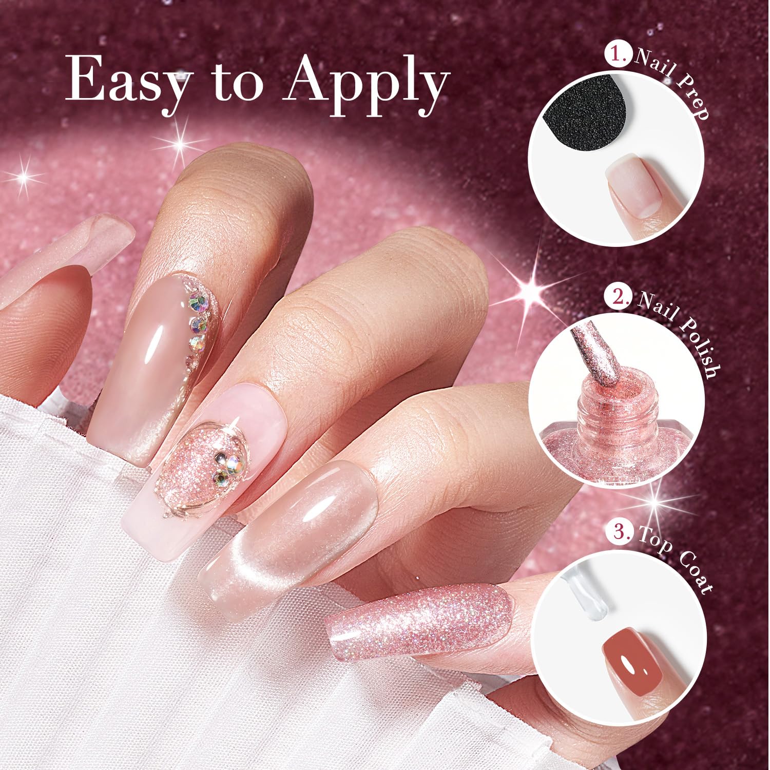 AZUREBEAUTY cat eye polish pink shimmer brush applying even coverage for high-gloss look