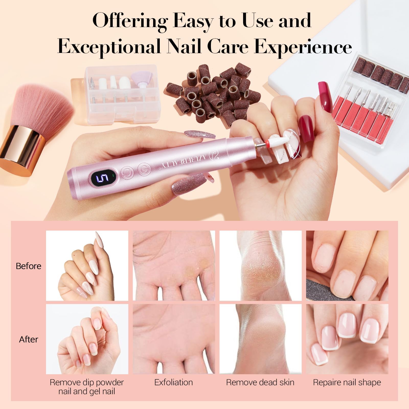 AZUREBEAUTY ceramic head for delicate cuticle care and buffing