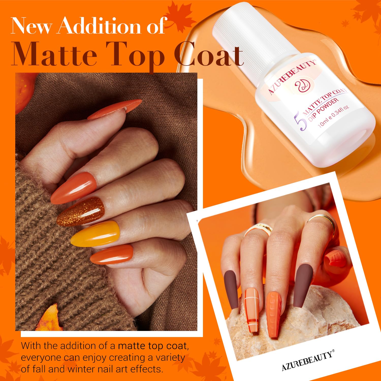 AZUREBEAUTY liquid set with base, activator, topcoat, matte top coat for gloss options.