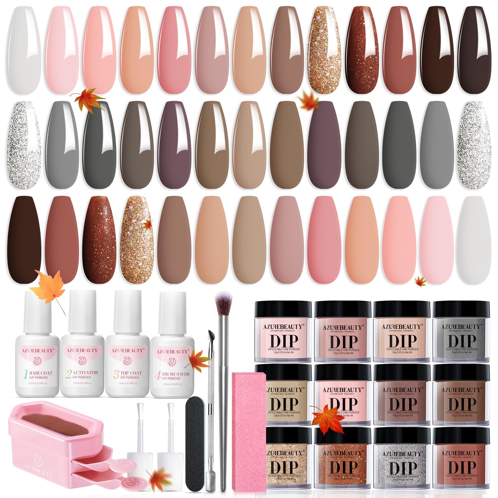 AZUREBEAUTY dip powder 20-color collection for versatile at-home manicures