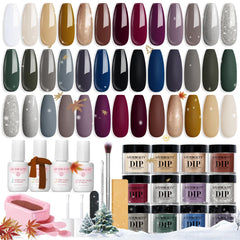 AZUREBEAUTY dip powder color swatches show fall-winter palette and shine